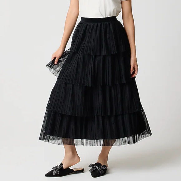 NWT J Crew Tulle Tiered Black Skirt Size Small - FABULOUS - Picture 1 of 4